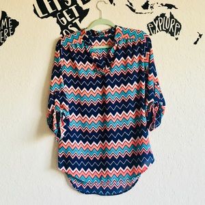 Chevron 3/4 length Chiffon Tunic